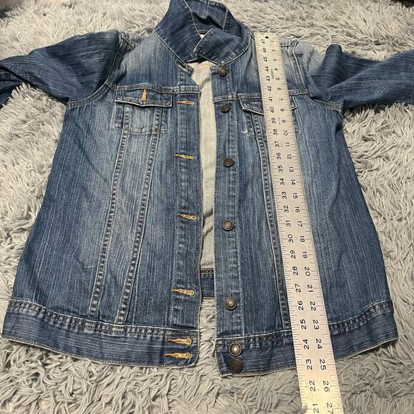 Vintage 2005 Y2K Old Navy Stretch Maternity Blue Denim Jean Jacket Small - Picture 7 of 8